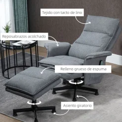 Sillón de masaje Yelo Homcom con reposapiés 8 zonas gris 99x78x93 cm