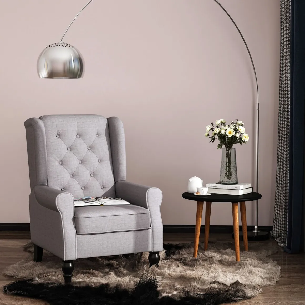 Sillón Flux Homcon acolchado fundas extraíbles gris 102x86x74cm