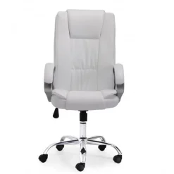 Sillón giratorio Atlas símil piel blanco 114-122x64x68 cm
