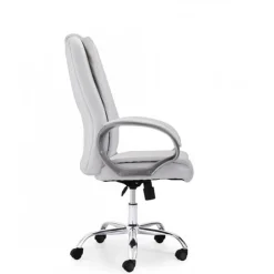 Sillón giratorio Atlas símil piel blanco 114-122x64x68 cm