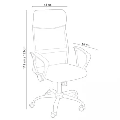 Sillón giratorio Coach altura regulable con reposabrazos negro 112-122x64x64 cm