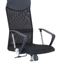 Sillón giratorio Coach altura regulable con reposabrazos negro 112-122x64x64 cm
