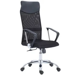 Sillón giratorio Coach altura regulable con reposabrazos negro 112-122x64x64 cm