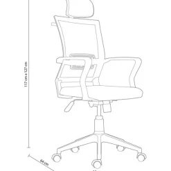 Sillón giratorio Winner Red transpirable negro 117-127x64x64 cm