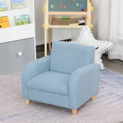 Sillón infantil Homcom +3A lino azul 44x49x45 cm