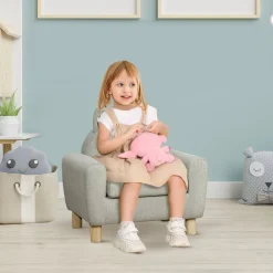 Sillón infantil Ruby Homcom diseño mini +3A gris 53x61x42 cm