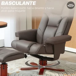Sillón Luna Homcom reclinable + reposapiés marrón 105x83x78 cm