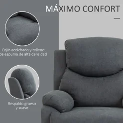 Sillón Olite Homcom reclinable extra acolchado gris 105,5x97x96 cm