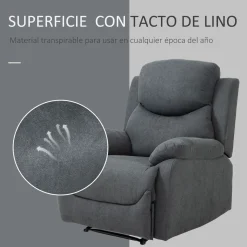 Sillón Olite Homcom reclinable extra acolchado gris 105,5x97x96 cm