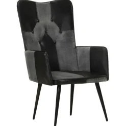Sillón orejero Remo cuero 97x41x55 cm