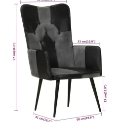 Sillón orejero Remo cuero 97x41x55 cm