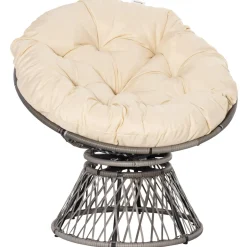 Sillón papasan Outsunny giratorio con cojín gris/crema 90x87x97 cm