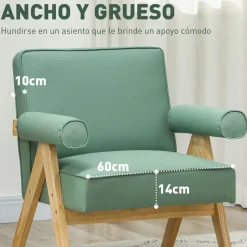 Sillón Penélope Homcom acolchado con reposabrazos 80x73x70 cm