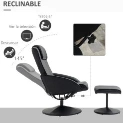 Sillón reclinable Ametrino Homcom con reposapiés negro 101x71x78 cm
