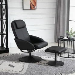 Sillón reclinable Ametrino Homcom con reposapiés negro 101x71x78 cm