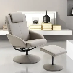 Sillón reclinable Homcom con reposapiés polipiel gris 98x67x78 cm