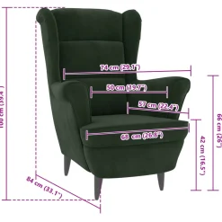 Sillón Reina respaldo alto con reposabrazos 100x74x84 cm