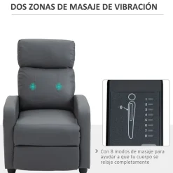 Sillón relax de masaje Homcom eléctrico reclinable 98x68x88 cm