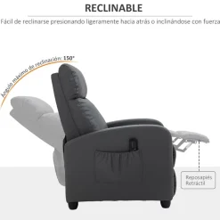 Sillón relax de masaje Homcom eléctrico reclinable 98x68x88 cm