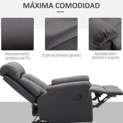Sillón relax Homcom apertura manual negro 107x80x97 cm