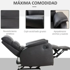 Sillón relax Homcom apertura manual marrón oscuro 99x75x92 cm