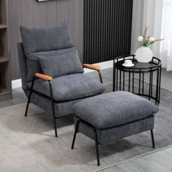 Sillón relax Homcom con reposapiés y respaldo ajustable tapizado pana 88x68x91,5 cm