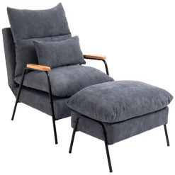 Sillón relax Homcom con reposapiés y respaldo ajustable tapizado pana 88x68x91,5 cm