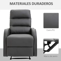 Sillón relax Homcom reclinación manual+reposapiés retráctil 100x65x89 cm