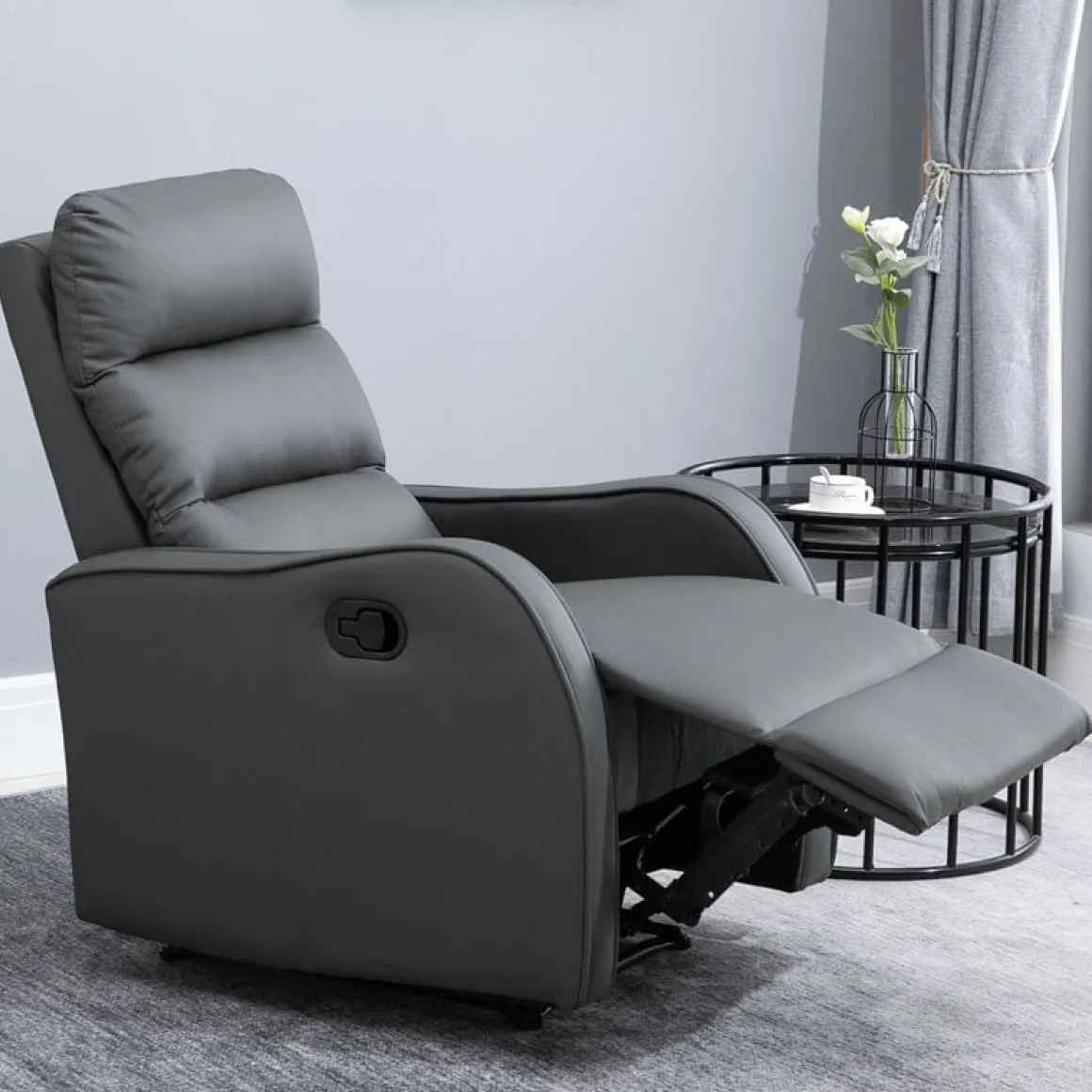 Sillón relax Homcom reclinación manual+reposapiés retráctil 100x65x89 cm