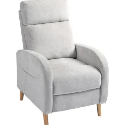 Sillón relax Leo Homcom reclinación manual + reposapiés retráctil gris 106x68x90 cm