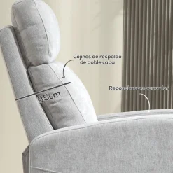 Sillón relax Leo Homcom reclinación manual + reposapiés retráctil gris 106x68x90 cm