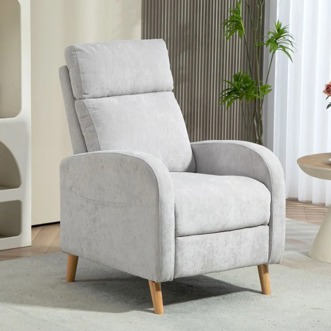 Sillón relax Leo Homcom reclinación manual + reposapiés retráctil gris 106x68x90 cm