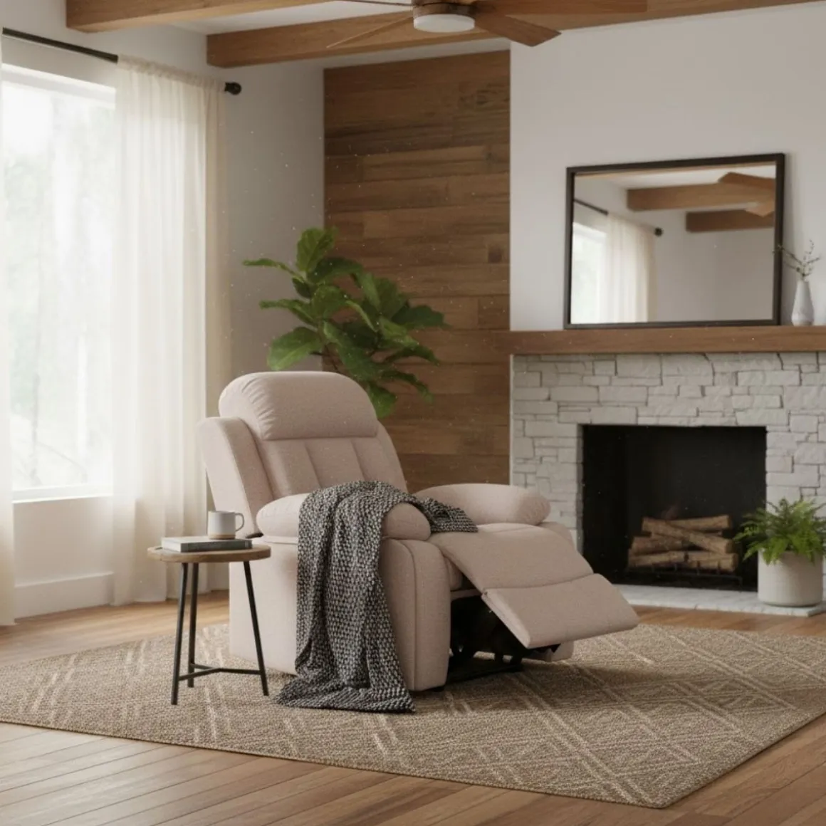 Sillón relax Madrid Deluxe New25 1 plaza diseño reclinable tela Bouclé 101x99x97 cm