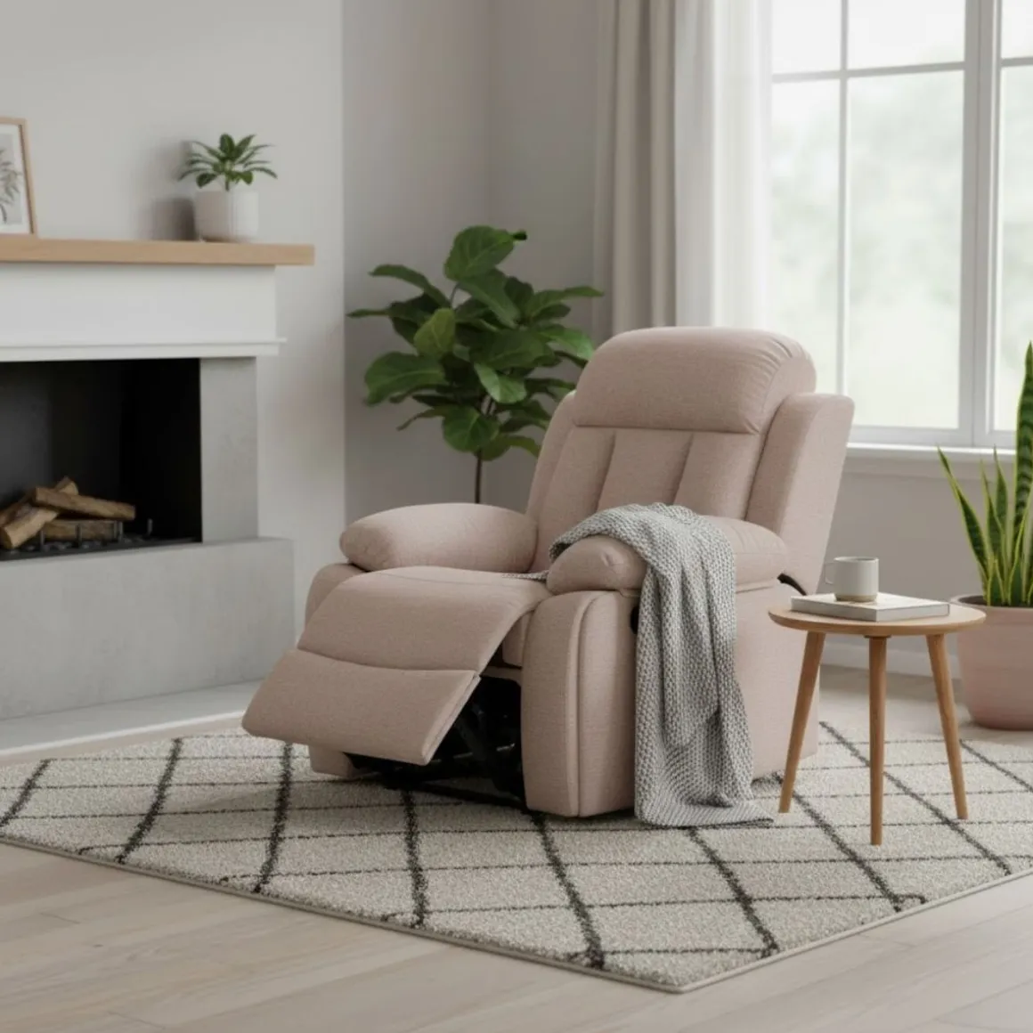 Sillón relax Madrid Deluxe New25 1 plaza diseño reclinable tela Bouclé 101x99x97 cm