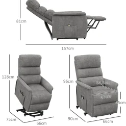 Sillón relax Marcelo Homcom reclinable sistema de elevación y mando a distancia 96x66x90 cm