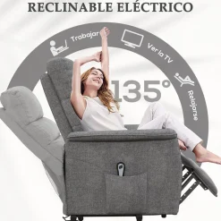 Sillón relax Marcelo Homcom reclinable sistema de elevación y mando a distancia 96x66x90 cm