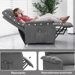 Sillón relax Marcelo Homcom reclinable sistema de elevación y mando a distancia 96x66x90 cm