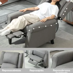 Sillón relax Petite Homcom reclinable gris 102x77x88 cm