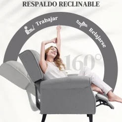 Sillón relax Petite Homcom reclinable gris 102x77x88 cm
