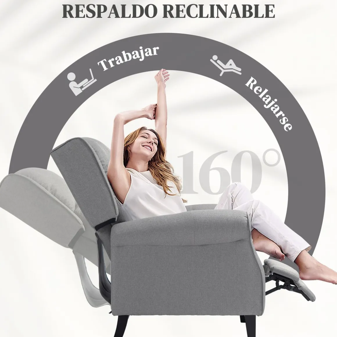 Sillón relax Petite Homcom reclinable gris 102x77x88 cm