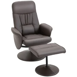 Sillón relax Vole Homcom con taburete respaldo reclinable marrón 101x76x81 cm