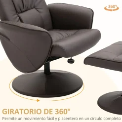 Sillón relax Vole Homcom con taburete respaldo reclinable marrón 101x76x81 cm
