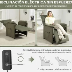 Sillón Rui Homcom reclinable con reposapiés 104x80x83 cm