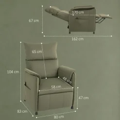 Sillón Rui Homcom reclinable con reposapiés 104x80x83 cm