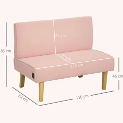 Sofá Ambar Homcom 2 plazas con 2 puertos de carga USB-C 85x110x60 cm
