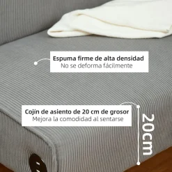 Sofá Ambar Homcom 2 plazas con 2 puertos de carga USB-C 85x110x60 cm