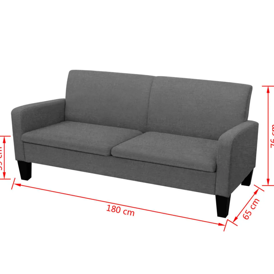Sofá Anne 3 plazas tela 76x180x65 cm