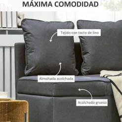 Sofá cama Azuro Homcom 2 plazas reclinable 82x98x71 cm