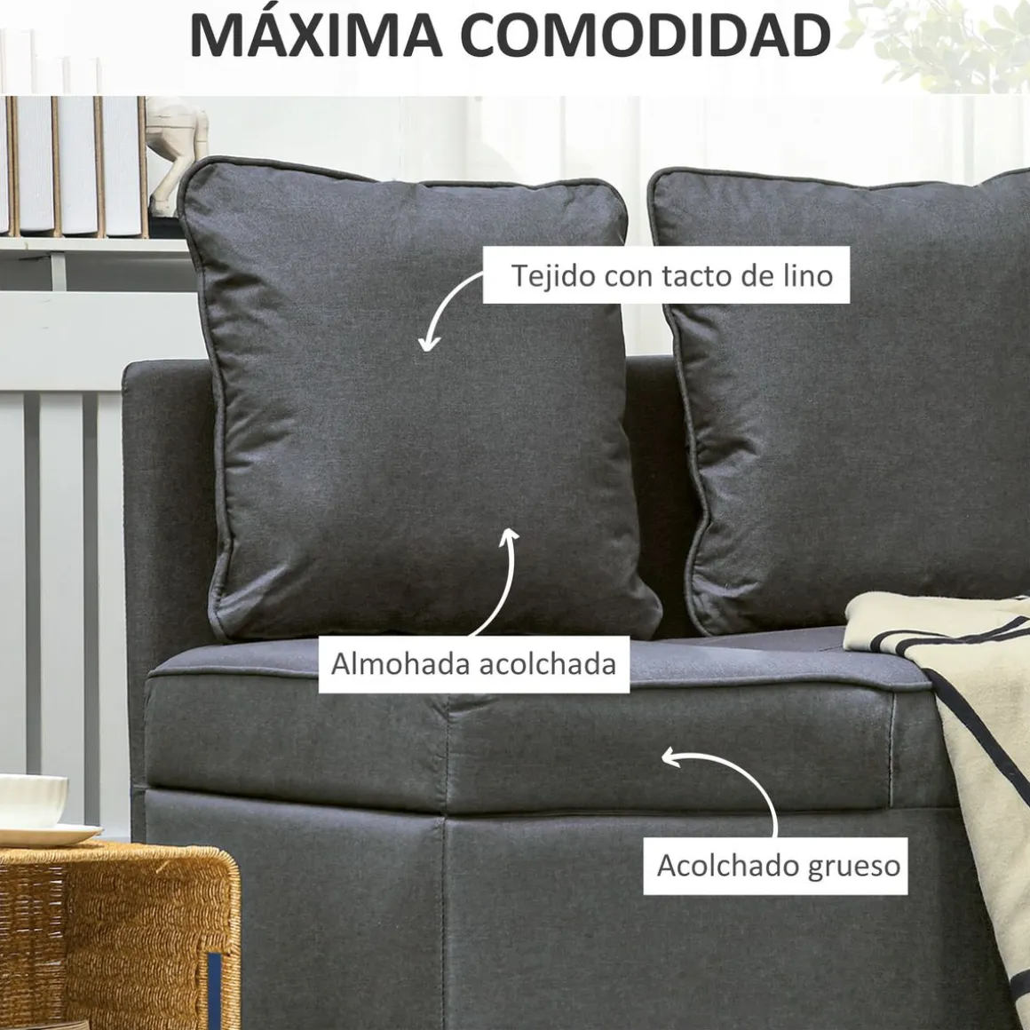Sofá cama Azuro Homcom 2 plazas reclinable 82x98x71 cm
