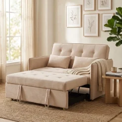 Sofá cama Bilbao 2 plazas con cojines y bolsillo lateral 96x135x87 cm